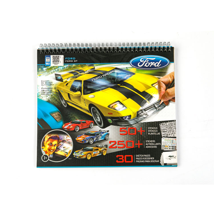 Sketch Book-Top Spiraalboek Geel Racewagen